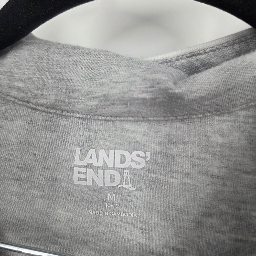 Lands End Womens M 10-12 Comfort Jersey Knit Pajamas Top + Pants Gray Set - Picture 3 of 8